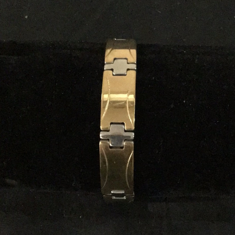 316 stainless steel & colorized gold bracelet. Back side is silver stainless.